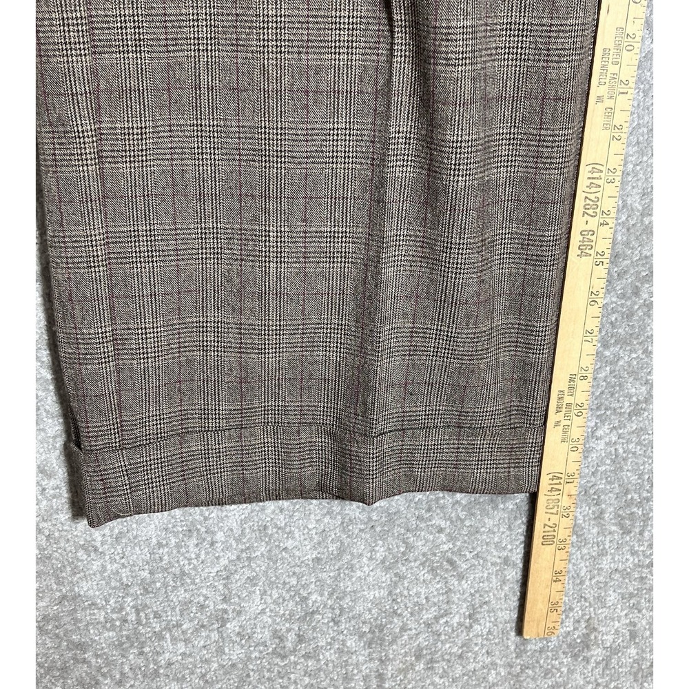 Lane Bryant Wide Leg Pants Womens Size 24 Brown Glen Ellyn Plaid Pockets Cuffed - Picture 7 of 8